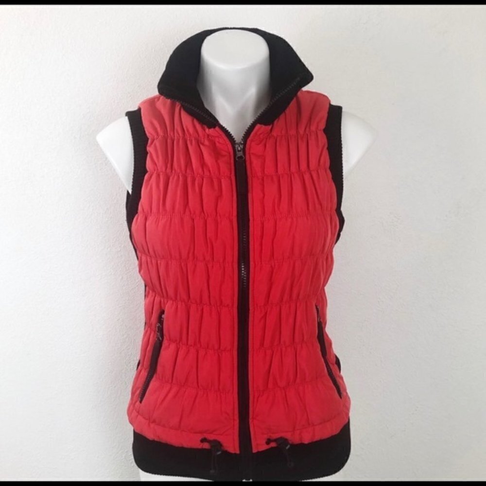 Calvin Klein Red Black Tom Puffer Vest Size S